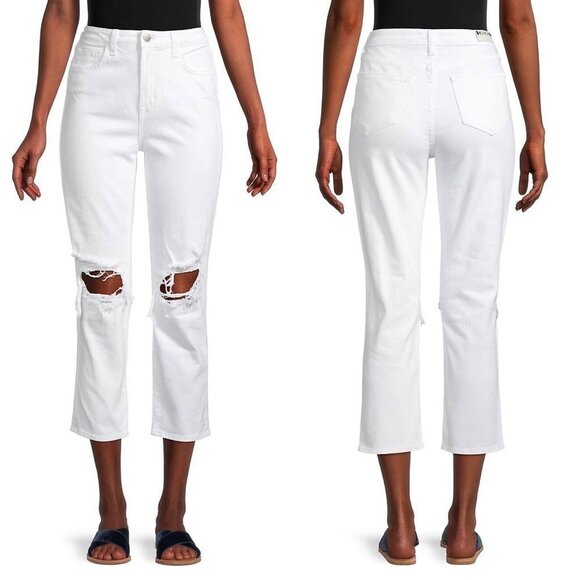 L'AGENCE Audrina Ripped Straight-Leg High Rise Cropped Jeans 28 - Picture 1 of 9